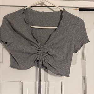 SHEIN Gray Ruched Crop Top